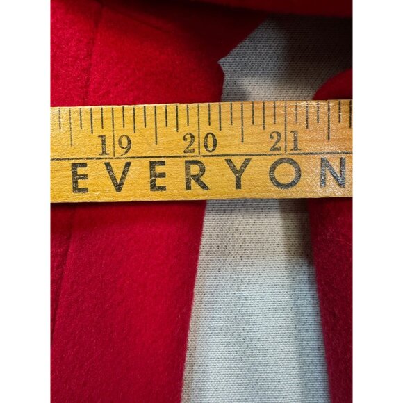 Anne Klein Lambswool Long Coat Womens 8 Red Button Front Winter Collared Casual - Picture 6 of 12